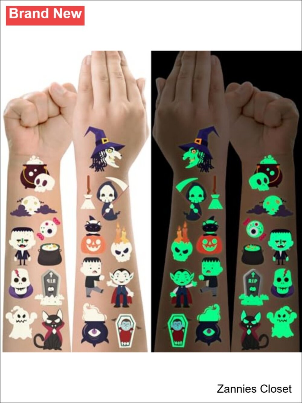 👻 Halloween Luminous Temporary Tattoo 250+ Glow Designs 20 Sheets